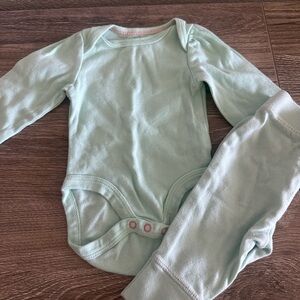 Cloud Island Light Mint Green Long-Sleeve Baby Outfit